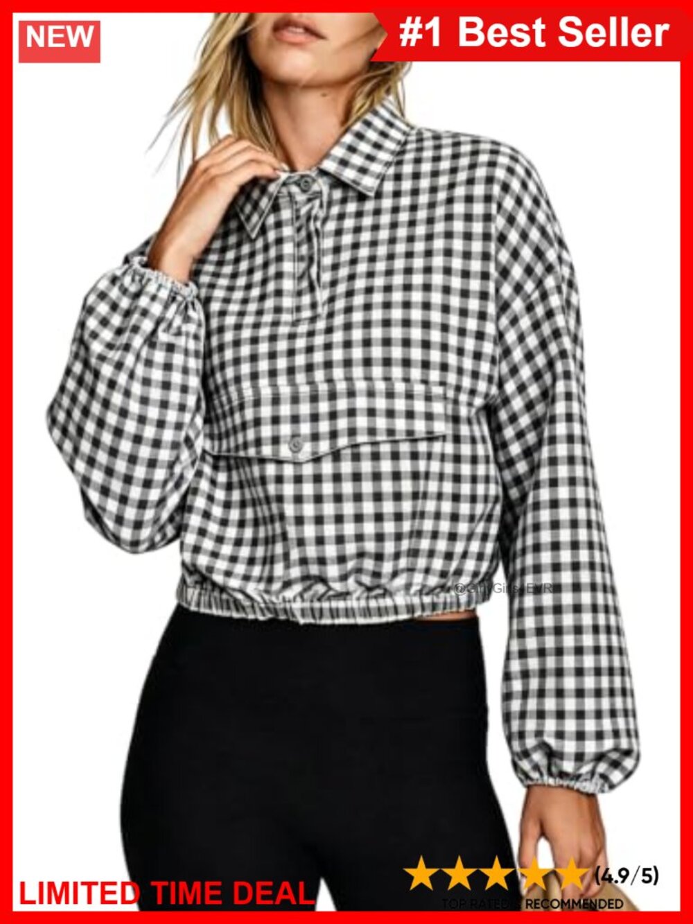 Women's Plaid Quarter Button Pullover Anorak Jacket Relaxed Fit